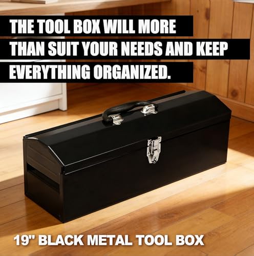 2Pcs Portable Tool Box, Metal Latch Closure, 19" Hip Roof Style, Ideal for Trailer, Mechanic, DIY-ers, Car Toolbox, Workshops, Garages, Repair Shops,Black - size: 2P-19in-Black