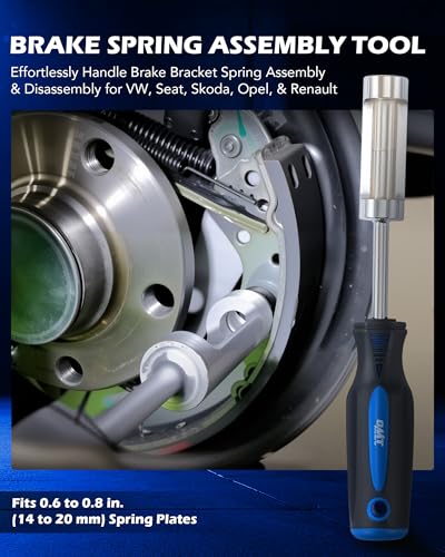 OMT 15-Piece Drum & Disc Brake Tool Kit with Caliper Socket Set & Pliers | Brake Spring Pliers, Drum Spring Tool, AISI 5160 & 40Cr Steel, Fits VW Seat Skoda Opel Renault, Blow-Molded Case