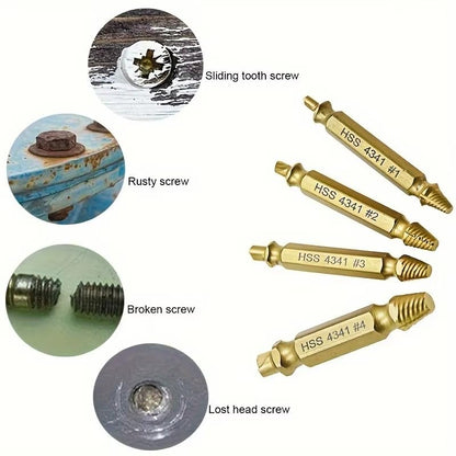 6Pcs Damaged Screw Extractor Drill Bit Set Double End Easily Remove Broken Stripped Screw Bolt for DIY Automotive Home Repair