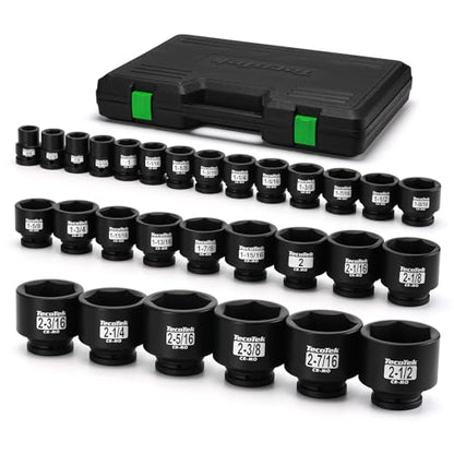 TecoTek 3/4" Drive Shallow 6-Point Impact Socket Set, 29-Piece Jumbo Assortment, CR-MO, SAE, 3/4 inch - 2-1/2 inch, Heavy Duty Storage Case - size: 29PC SAE (3/4" to 2-1/2")