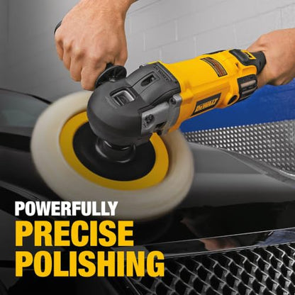 DEWALT Buffer Polisher, 7-in-9-in, 12 amp, Variable Speed Dial 0-3,500 RPM’s, Soft Start Corded Car Buffer (DWP849X)