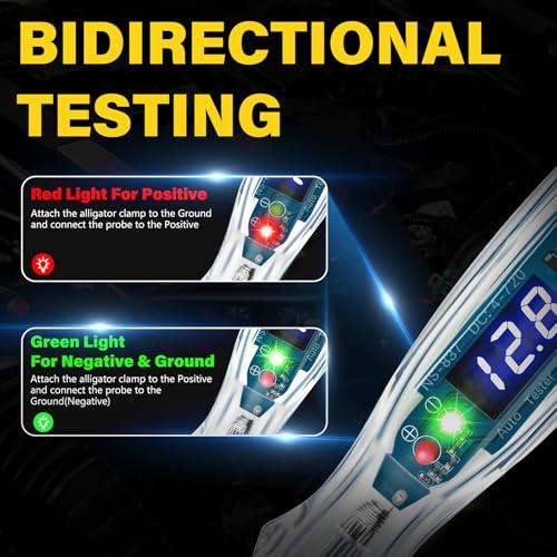 AWBLIN Upgraded Automotive Buzzer Test Light 4-72V DC Digital LED Circuit Tester, Heavy Duty Light Tester with Voltmeter, Auto Bidirectional Voltage Tester Electric Test Pen