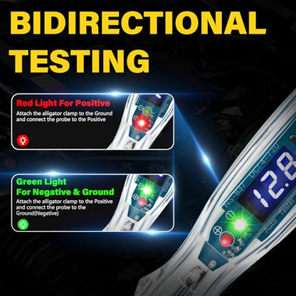 AWBLIN Upgraded Automotive Buzzer Test Light 4-72V DC Digital LED Circuit Tester, Heavy Duty Light Tester with Voltmeter, Auto Bidirectional Voltage Tester Electric Test Pen