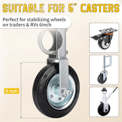 Rubber Wheel Dock for Trailer, Heavy Duty Jack Wheel Chock Stopper Fits 6" Caster, Travel Trailer Wheel Dock Jack Wheel Stabilizer for RV, Boat, Camper and Caravans
