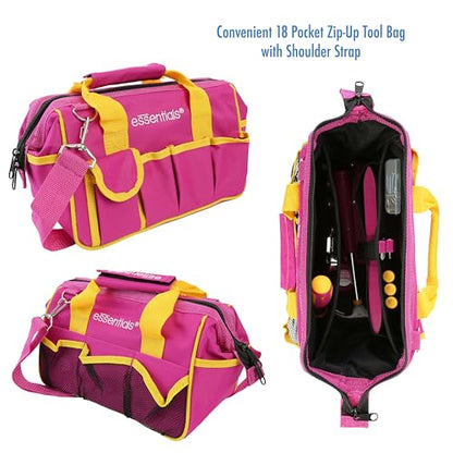 Pink Tool Set 32 Piece, Mini Tool Kit, Home Repair Tool Set with Hammer, Pliers, Adjustable Wrench, Screwdrivers, Tape Measure, Level, and Bits, Dorm Room Essentials for Girls