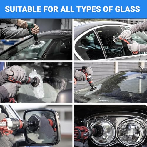 GLASS POLISH DIY Windshield Restoration & Scraper Bundle – Set of 3” Windshield Polishing Kit and Professional 6” SCRATCHLESS Glass Scraper for Windows, Tiles, and Smooth Surfaces
