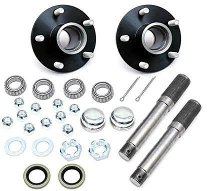 5 Bolt on 4-1/2 Inch Circle Hub Assembly Includes (2) 1-1/16 Inch Straight Spindles & Bearings,Set of 2 - size: GL4853E*2