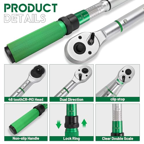 3/4-Inch Drive Click Torque Wrench, Dual-Direction Click Professional Torque Wrench 160-840FT.LB/135-815N.M, Dual Range Scales Graduated in FT.LB and N.M - size: 3/4" 160-840 FT.LB