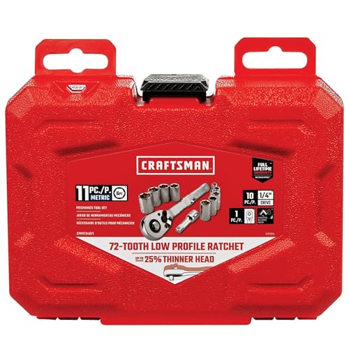 CRAFTSMAN Mechanics Tool Set, Metric, 1/4 Inch Drive, 11 Piece (CMMT34871) (Pack of 6) - size: 1/4 in (Pack of 6)
