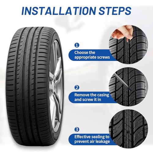 80 Pcs Tire Repair Rubber Nail Kit with 4 Valve Caps, Tire Repair Screws.Fast Puncture Repair Tool Self Screw in Tire Repair Plugsfor Car Motorcycle Truck Tractor Tubeless Tires.Father Gift