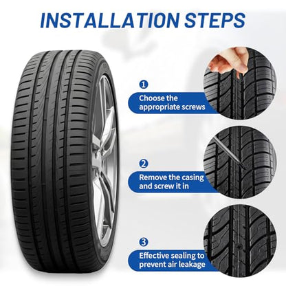 80 Pcs Tire Repair Rubber Nail Kit with 4 Valve Caps, Tire Repair Screws.Fast Puncture Repair Tool Self Screw in Tire Repair Plugsfor Car Motorcycle Truck Tractor Tubeless Tires.Father Gift