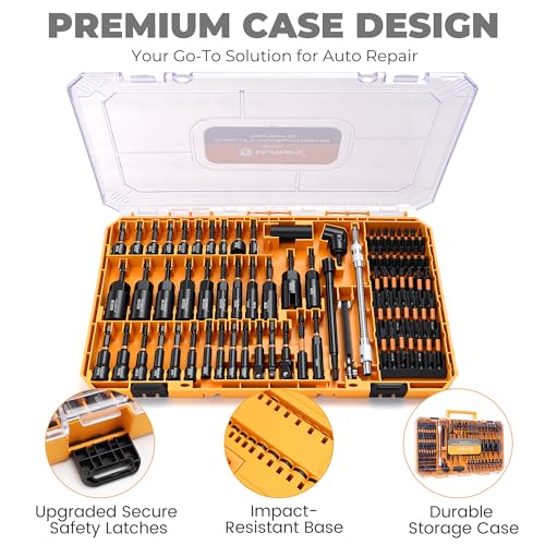 Mulwark 86PC Magnetic Nut Driver Set & Impact Driver Bit Set, 1/4" Metric & SAE Sockets, Nut Driver Set Power Bits, Adapters, Extensions, Universal Socket, Wing Nut Driver & Bit Holder for Automotive