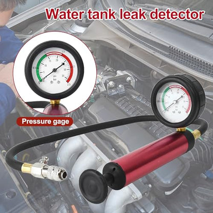 14pcs Automotive Cooling System Tester Radiator Pump Pressure Leak Tester Gauge Tool Kit,Coolant Pressure Tester Kit with Aluminum Hand Pump and Adapters - color: Red 3