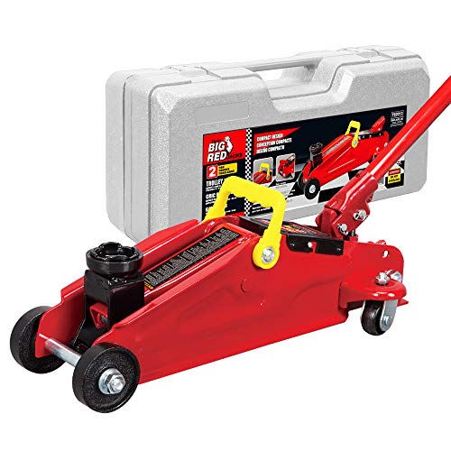 Big RED TAM82012 Torin Hydraulic Trolley Service/Floor Jack with Blow Mold Carrying Storage Case, 2 Ton (4,000 lb) Capacity, Red - style: 2 ton floor jack