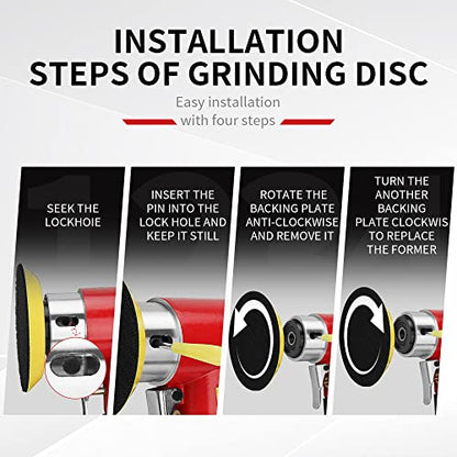 SI FANG 48Pcs 1'' 2'' 3'' Mini Air Sander Kit, High Speed Random Orbital DA Sander Polisher for Auto Body Work, Includes 1/2/3in Polishing Sponge & Wool Pads Sandpapers (Red Pneumatic Sander) - style: 1"2"3" Buffer&Sander Kit Red