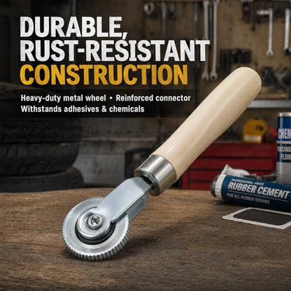 Tire Patch Roller, Tire Repair Tools, Car Wheel Wood Handle Tire Patch Repair Stitcher, Universal Car Accessories Wheel Wood Handle Tire Patch Repair Stitcher for Vehicle Motorcycle Bike