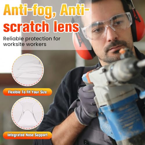 30 Pack Anti-Fog Safety Glasses for Men & Women, ANSI Z87.1 Certified Clear Protective Eyewear with Scratch & Impact Resistant Lenses, Lightweight for Construction, Lab, Manufacturing