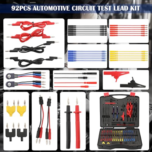 92PCS Automotive Circuit Test Leads Kit Electrical Breakout Leads Automotive Kit Multi Function Auto Diagnostic Tools Multimeter Test Leads Kit