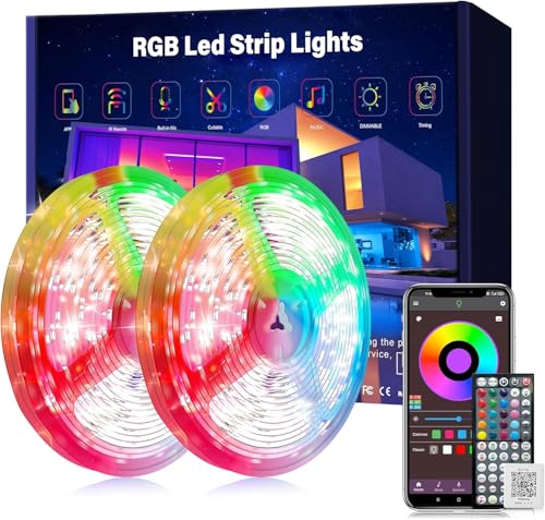 Ledagic Led Lights for Bedroom 132ft (66ft*2Rolls) Music Sync Color Changing Led Strip Lights with Remote and App Control RGB Led Light Strip for Home Party Room Decor - size: 132ft