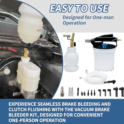 Vacuum Brake Bleeder Kit with 2L Brake Fluid Extractor 1L Refilling Bottle & Adapters Pneumatic Bleeder Tool