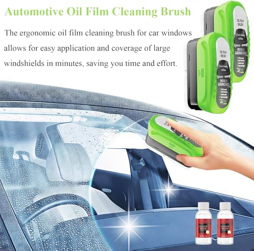 2026 Upgrade Clear Vision Windshield Cleaner with Car Window Cleaner,Automotive Oil Film Cleaning Brush for Car Windows,Clear Vision Glass Cleaner Tool for All Glass Surfaces,Reusable & Streak-Free - color: 2packs
