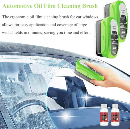 2026 Upgrade Clear Vision Windshield Cleaner with Car Window Cleaner,Automotive Oil Film Cleaning Brush for Car Windows,Clear Vision Glass Cleaner Tool for All Glass Surfaces,Reusable & Streak-Free - color: 2packs