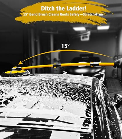 YeewayVeh Car Wash Kit, Extendable Car Wash Brush Mop with Long Handle, 5pcs Detailing Brush, 1pc Wheel Brush and Microfiber Towel Car Cleaning Kit Supplies Accessories, Ginger - color: Ginger, size: 8 pieces