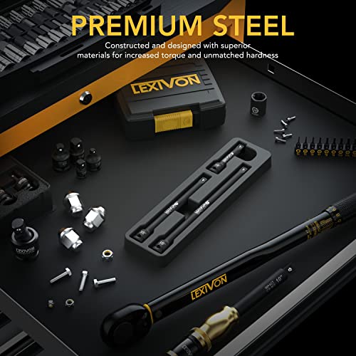 LEXIVON Impact Driver Extension Bar Set, 3/8" Drive | 3-Piece 3" 6" & 8" Long, Organized In A Tray | Hardened and Heat Treated Chrome Vanadium Steel (LX-114) - size: 3/8" Drive Extension Bar Set