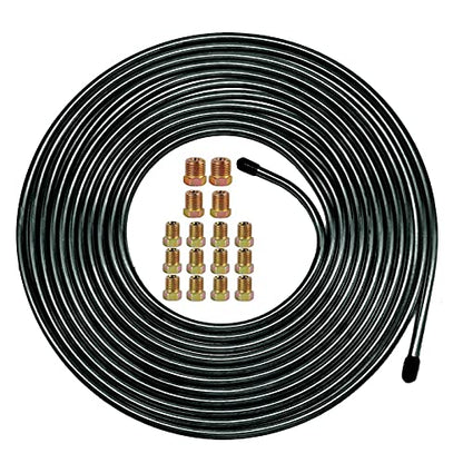 MuHize Brake Line Tubing Kit 1/4 inch 25 Ft. with 16 Fittings - Rust-Proof PVF Coated Steel Roll - Flexible Fuel & Transmission Line for Cars, Trucks, SUV - Fits Ford, Chevy, Dodge, Honda - color: PVF