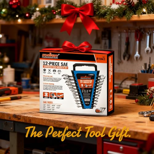 HORUSDY 11-Piece SAE Combination Wrench Set, 1/4''–3/4'' 12-Point Open End and Box End Wrench Kit with Organizer, Chrome Vanadium Steel Tools for Mechanics, Garages and Workshops - style: 11-Piece SAE Wrench Set