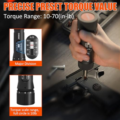 coobeast 13Pcs Preset 1/4” Drive Torque Screwdriver with S2 Bits | Torque Wrench Screwdriver Set for Maintenance, Tools, Bike Repairing and Mounting, Inch Pound Torque Range 10-70 In-lb - size: 13 PCS