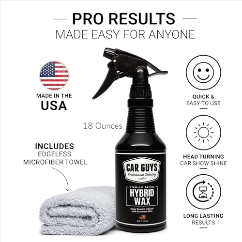CAR GUYS Hybrid Spray Wax | Advanced Car Wax | Long Lasting and Easy To Use | Safe on All Surfaces | 18 Oz Kit with Towel - size: Spray Wax – 18 oz Kit