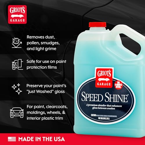 Griot's Garage Speed Shine for Car Detailing, Quick Detailer for All Exterior Surfaces, Trim and Wheels, Provides a Glossy Finish, 11148, One Gallon - size: 128 Fl Oz (Pack of 1)