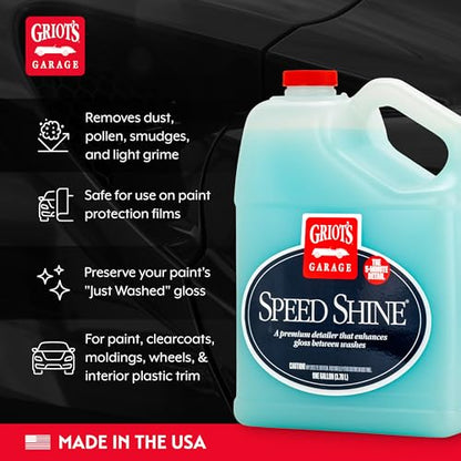 Griot's Garage Speed Shine for Car Detailing, Quick Detailer for All Exterior Surfaces, Trim and Wheels, Provides a Glossy Finish, 11148, One Gallon - size: 128 Fl Oz (Pack of 1)