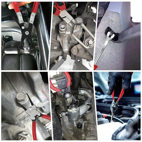6Pcs Fuel Line Disconnect Tool Set, 9" Fuel Filter Caliper, Professional Hose Clamp Kit, Pipe Clamp Clip, 30 Degree Disconnect Pliers for Auto Maintenance with Storage Case