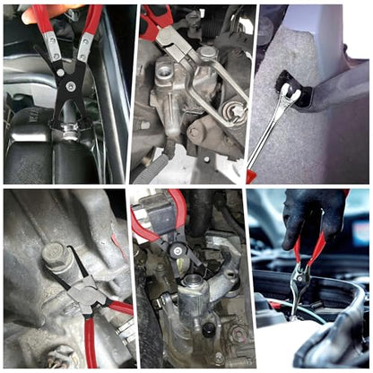 6Pcs Fuel Line Disconnect Tool Set, 9" Fuel Filter Caliper, Professional Hose Clamp Kit, Pipe Clamp Clip, 30 Degree Disconnect Pliers for Auto Maintenance with Storage Case