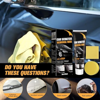 2PCS Car Scratch Remover Wax, Scratch Remover for Vehicles, 2026 Car Scratch Repair Paste Polishing Wax, Premium Car Scratch Remover Kit with Wipe & Sponge for Vehicles for Scratches