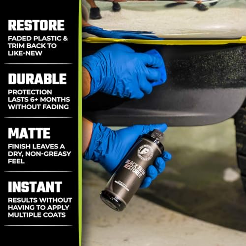 ExoForma Black Trim Restorer - Lasts 6+ Months, Dye Infused Waterproof Plastic Restorer for Cars - Perfect for Faded Bumpers, Trim & Vinyl on Jeeps, Truck Beds, Avalanches & ATVs | 8oz - size: 8 Oz
