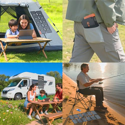FlexSolar 36W Ultra-Portable Solar Panel Charger with Quick Charge, USB-A & USB-C & DC Ports, Ultra-Lightweight for Outdoor Emergency Power, Backpacking, Hiking, and Camping - size: E-36W