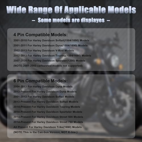 Obd2 Cable for Harley 4pin+6pin 2 in 1 Motorcycle OBD Adapter Cable | OBD Scanner Connector Work with Motorcycle OBDii Diagnostic Tool 16 Pin to 4 Pin 6 Pin Fits for Harley Davidson Scan Tool