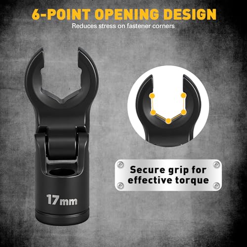 ELEAD 8-Piece Flex Head Crows Foot Wrench Set, Metric 12 14 16 17 18 19 mm with Extension Bar, 3/8" & 1/2" Drive Crowsfoot Line Wrenches Set, Access Fasteners in Tight Spaces - style: 8pcs Flex Head Crowsfoot Wrench Set
