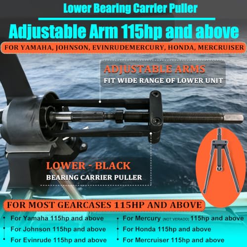 Lower Bearing Carrier Puller,Retainer & Drive Shaft Bearing Retainer Wrench | Replace# 91-61069, 91-43506, Heavy Duty Marine Outboard Lower Unit Repair Wrench Tool Kit - size: Puller & Wrench Set