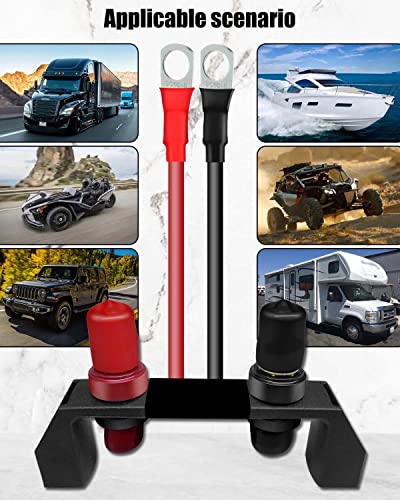 Battery Jump Post, Remote Battery Terminals Fit for Can Am X3 Polaris RZR 2 or 4 Seats UTV ATV Car Trucks RV Tractor Mower Diesel Boat, Battery Charging Posts with Cable and Mounting Bracket