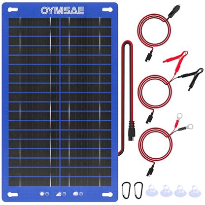 OYMSAE 12W Solar Car Battery Charger Portable 12V Trickle Battery Charger & Maintainer Waterproof Solar Panel for Car Boat Automotive RV - size: 12W
