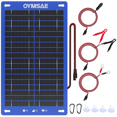 OYMSAE 12W Solar Car Battery Charger Portable 12V Trickle Battery Charger & Maintainer Waterproof Solar Panel for Car Boat Automotive RV - size: 12W