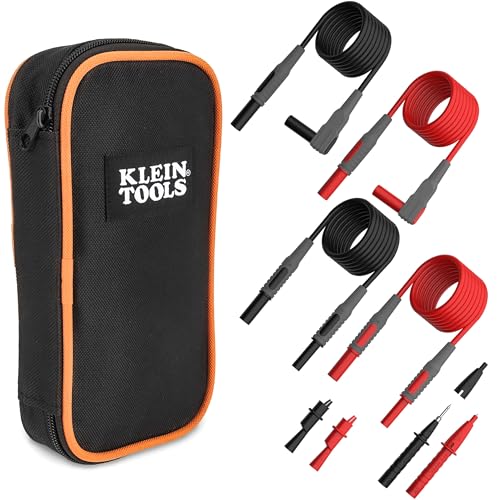 Klein Tools 69483 Meter Test Leads Accessory Kit with (2) Right-Angle, (2) Extenders, (2) Lead Heads, (2) Alligator Clips, and Case - size: Meter Accessory Kit