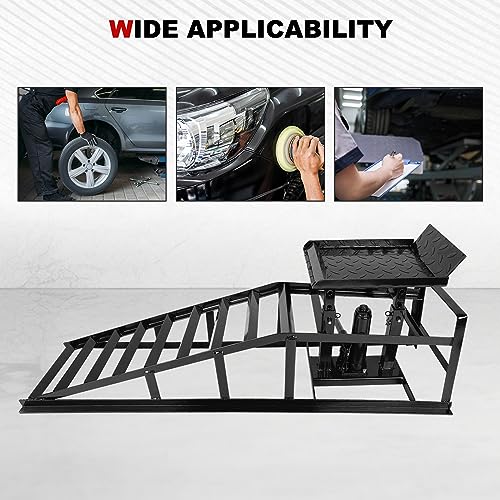 2 Packs Hydraulic Car Ramps Low Profile Car Lift Service Ramps Truck Trailer Garage, Height Hydraulic Vehicle Ramps, Automotive Hydraulic Lift Repair Frame 11000lbs 5 Tons 5T (Black) - color: Black, size: 2 Pack