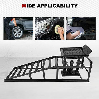 1 Pack Automotive Car Service Ramp Low Profile Car Lift Service Ramp Truck Trailer Garage 5 Tons 5T 10000lbs, Automotive Hydraulic Lift Repair Frame Lift, Height Hydraulic Vehicle Ramp (Black) - size: Black-1 Pack