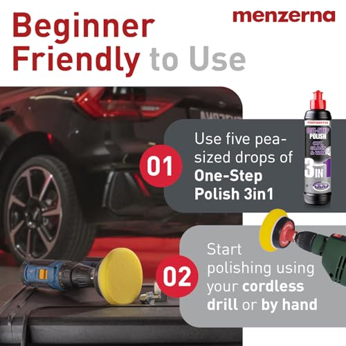 menzerna 3in1 Polishing Set – One-Step Polish (8oz) + Drill Machine Adapter + Medium Cut Pad | Polish Your Car with a Cordless Drill - style: Adapter Set
