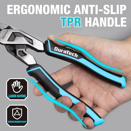 DURATECH 8.5-Inch Compound Needle Nose Pliers, Gen 2 Dual Pivot Design for Ultra Labor-Saving, High-Leverage Long Nose Pliers with Cutter, CR-V Steel for Gripping, Bending and Reaching